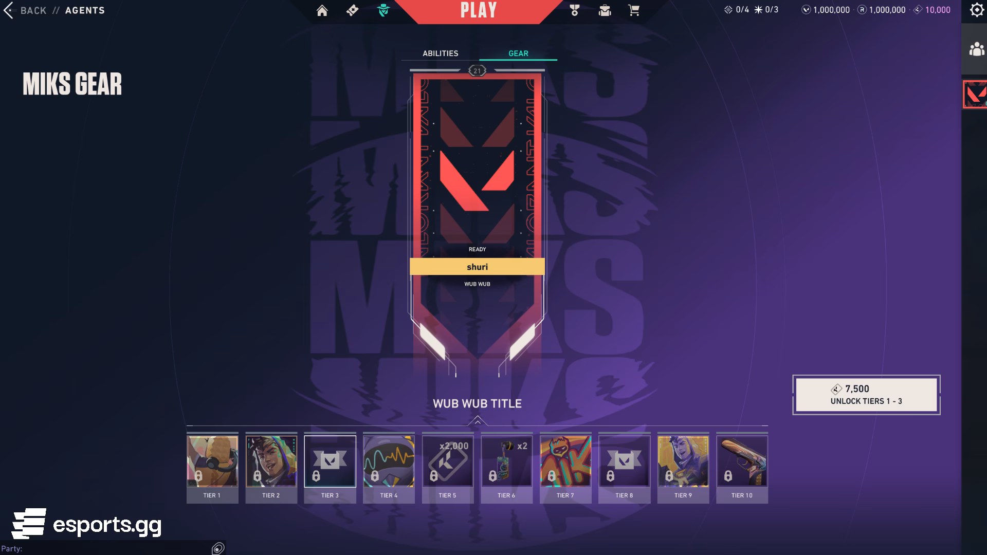 All the tiers rewards in Miks' agent gear