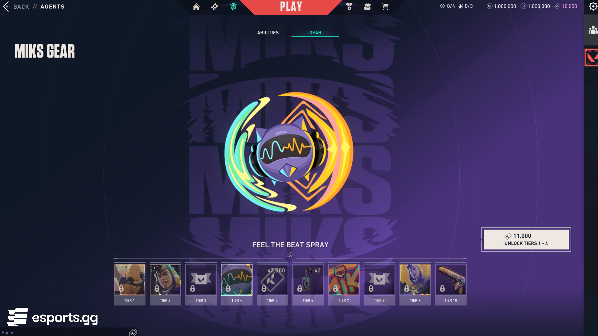 All the tier rewards in Miks' agent gear