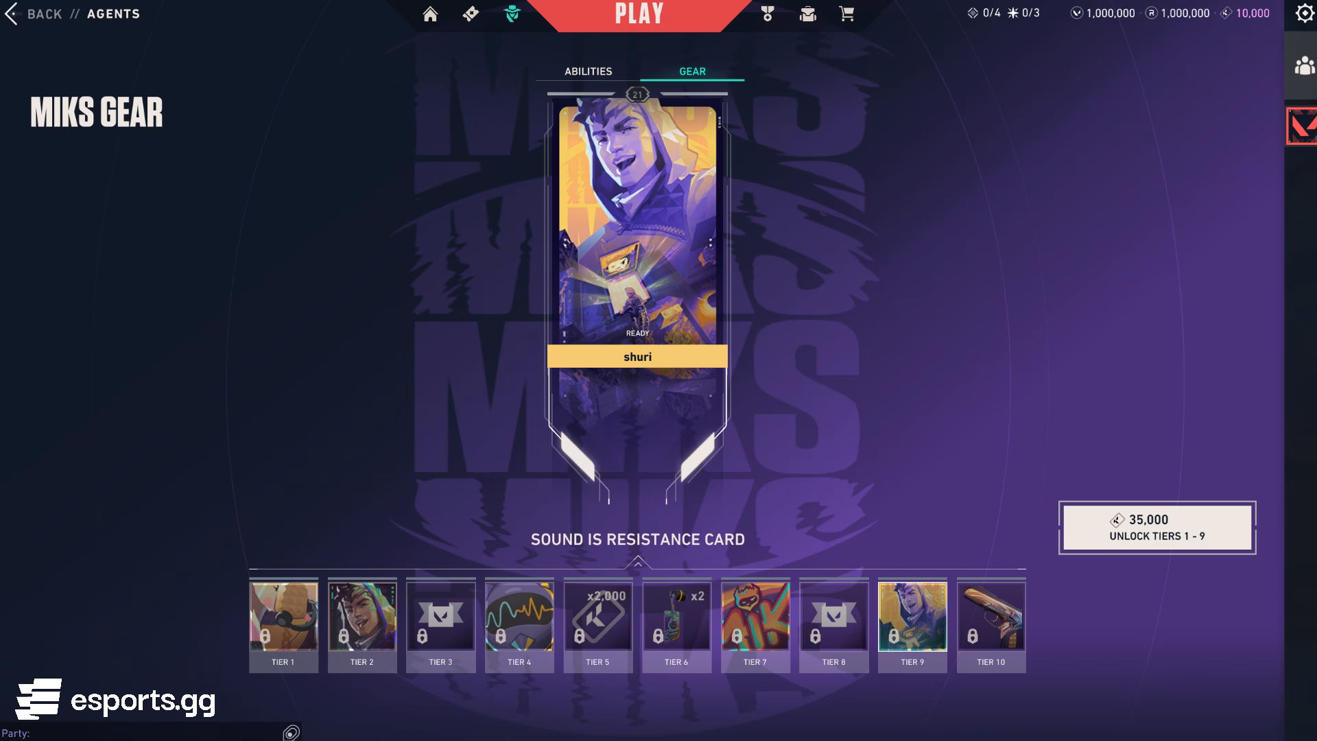 All the tiers rewards in Miks' agent gear