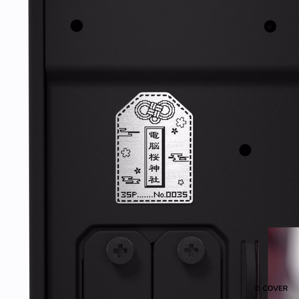 The Virtual Sakura Shrine badge on the back of the Y70. (Photo via HYTE)