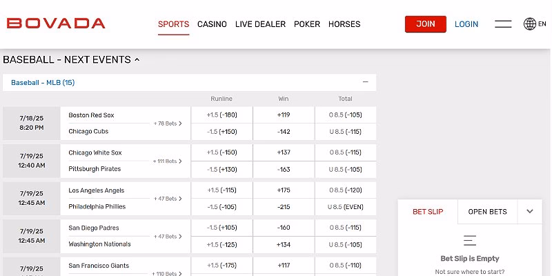 Bovada Sports US - Baseball