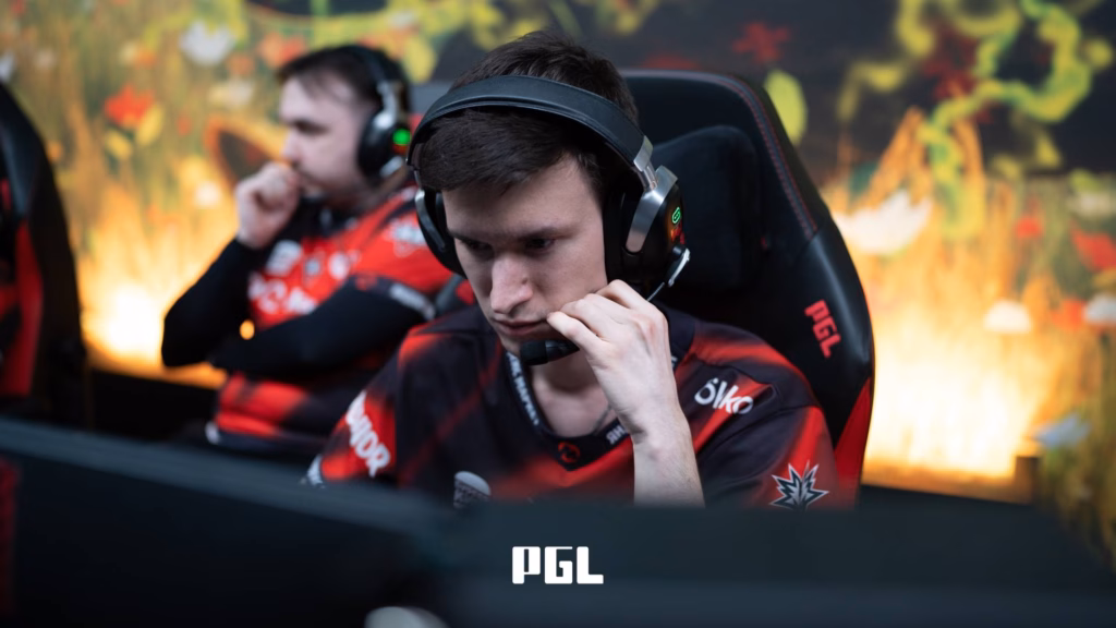 The photo features players from the Dota 2 esports Team Yandex - focused during a swiss stage match at the tournament PGL Wallachia S8.