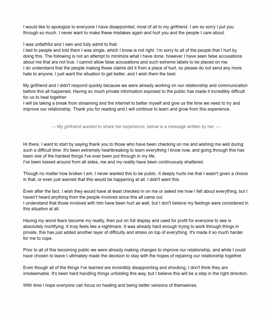 Sykkuno and his girlfriend's response