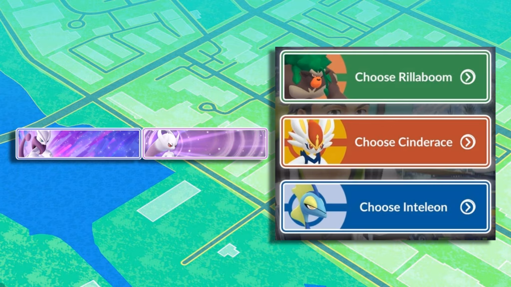 Mega Mewtwo X and Y's leaked Pokémon GO research buttons compared to the research buttons from the Gigantamax Journey Timed Research