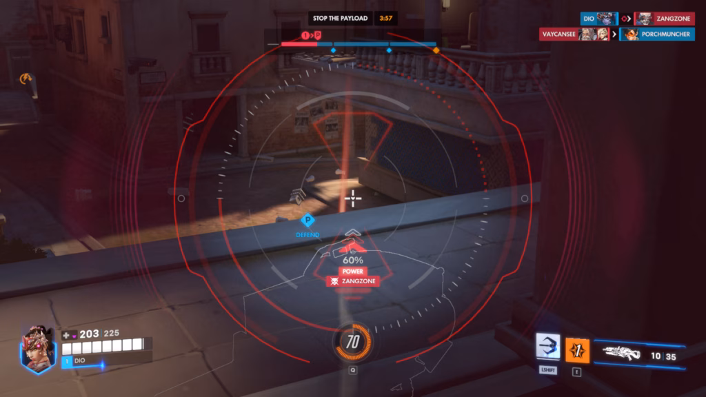 Widowmaker making a headshot in Overwatch while using the Razer Gigantus V2 Pro 