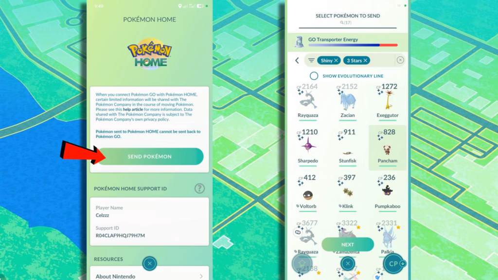 Sending Pokémon from Pokémon GO to HOME