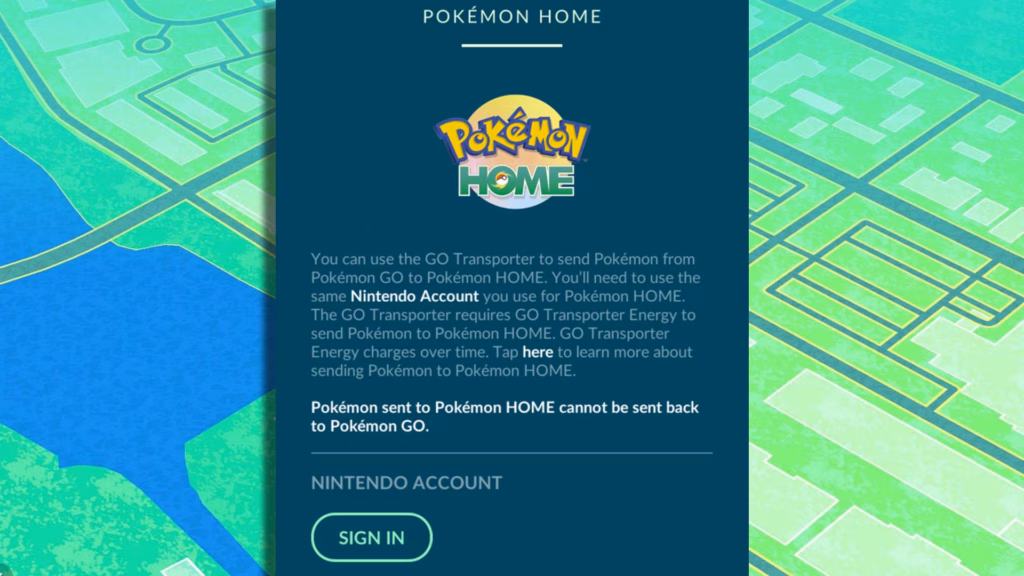Signing in the users Nintendo Account to Pokémon GO
