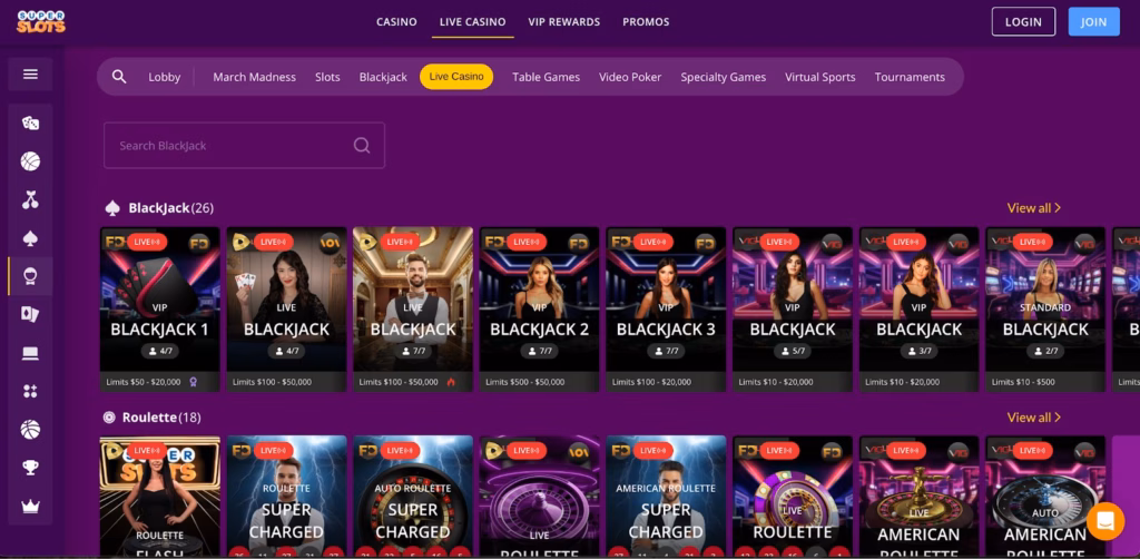 Super Slots IE - Live Casino